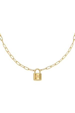 Necklace Little Lock Gold Stainless Steel h5 